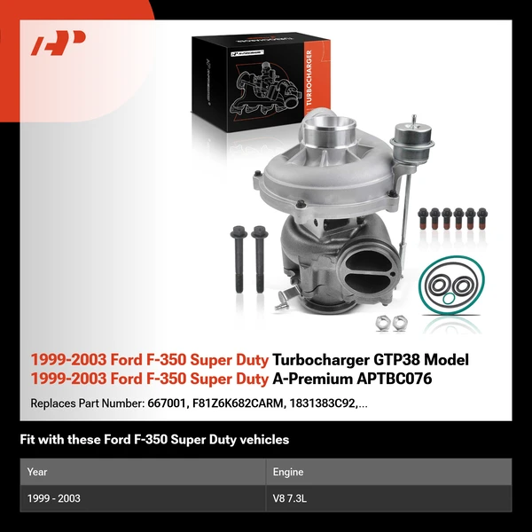 1999-2003 Ford F-350 Super Duty Turbocharger GTP38 Model 1999-2003 Ford F-350 Super Duty A-Premium APTBC076