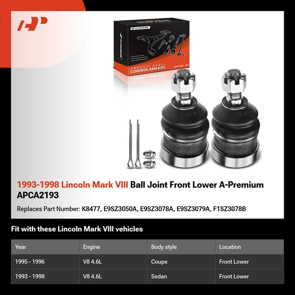 1993-1998 Lincoln Mark VIII Ball Joint Front Lower A-Premium APCA2193