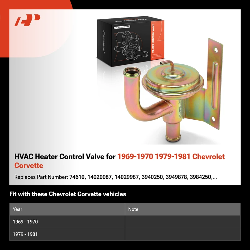 HVAC Heater Control Valve for 1969-1970 1979-1981 Chevrolet Corvette