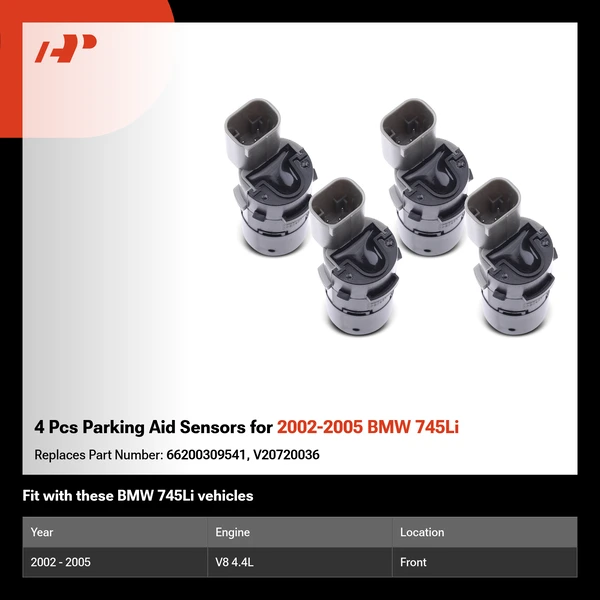4 Pcs Parking Aid Sensors for 2002-2005 BMW 745Li