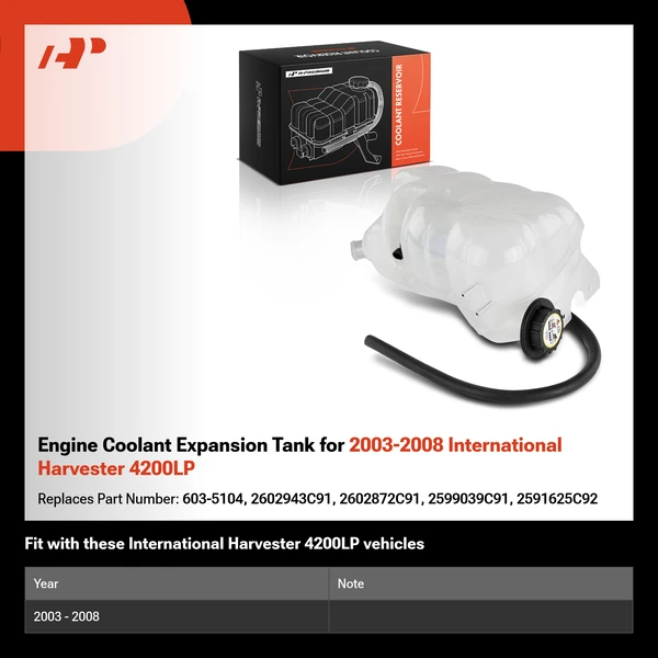 Engine Coolant Expansion Tank for 2003-2008 International Harvester 4200LP