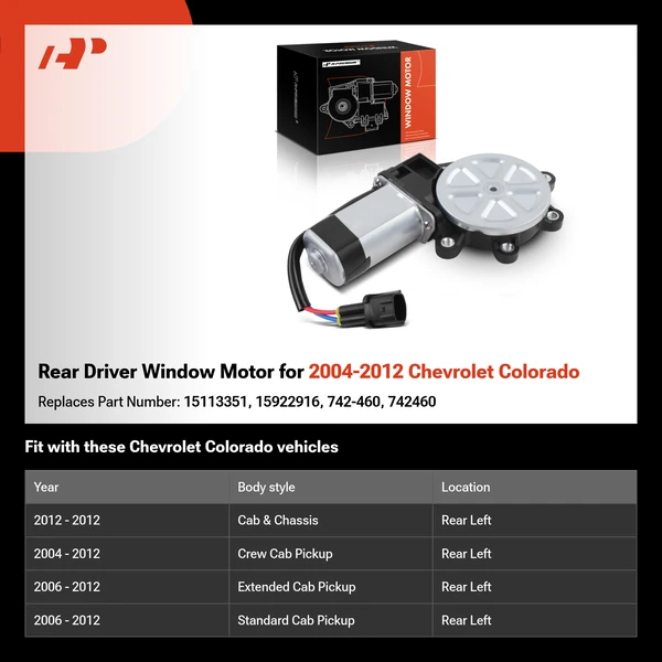 Rear Driver Window Motor for 2004-2012 Chevrolet Colorado