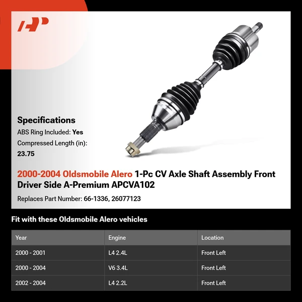 2000-2004 Oldsmobile Alero 1-Pc CV Axle Shaft Assembly Front Driver Side A-Premium APCVA102