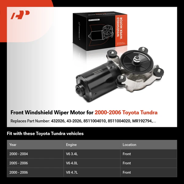 Front Windshield Wiper Motor for 2000-2006 Toyota Tundra