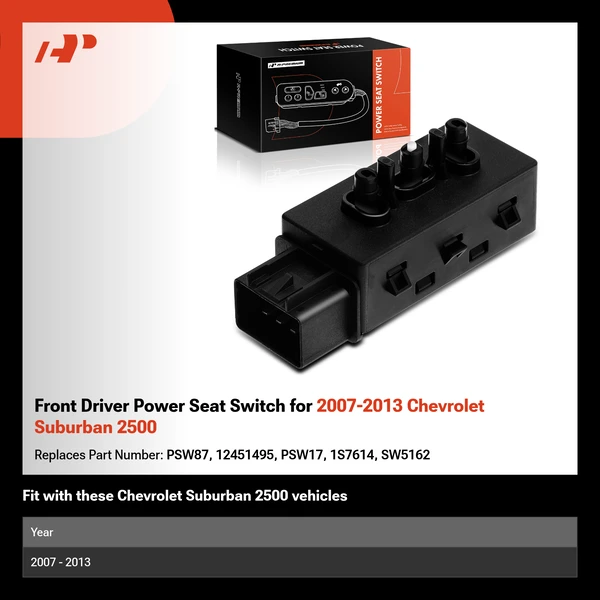 Front Driver Power Seat Switch for 2007-2013 Chevrolet Suburban 2500