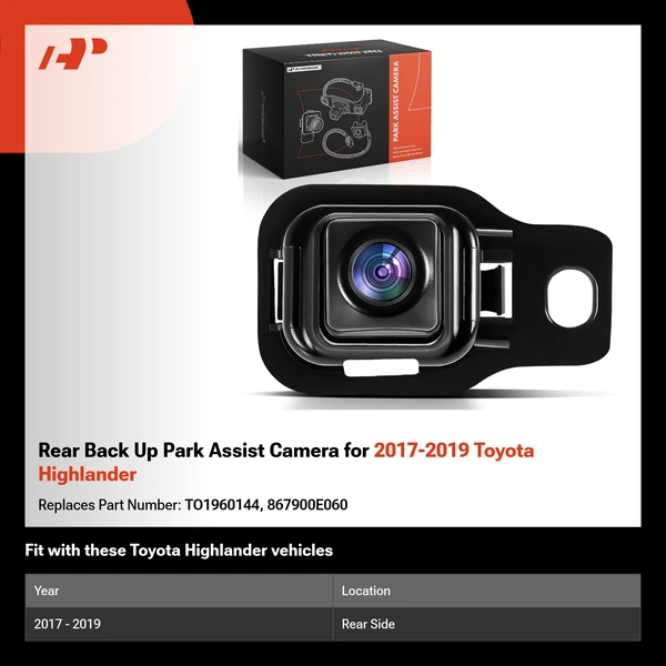 Rear Back Up Park Assist Camera for 2017-2019 Toyota Highlander
