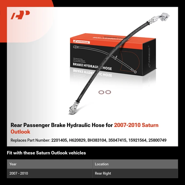 Rear Passenger Brake Hydraulic Hose for 2007-2010 Saturn Outlook