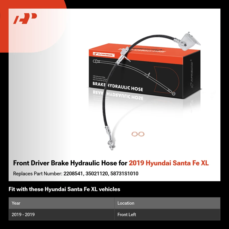 Front Driver Brake Hydraulic Hose for 2019 Hyundai Santa Fe XL
