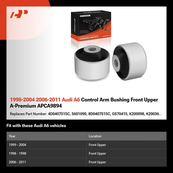 1998-2004 2006-2011 Audi A6 Control Arm Bushing Front Upper A-Premium APCA9894