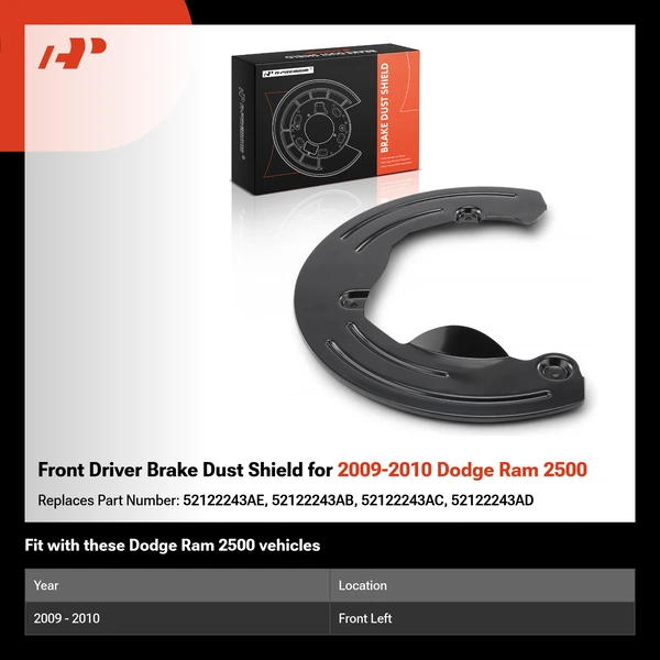 Front Driver Brake Dust Shield for 2009-2010 Dodge Ram 2500