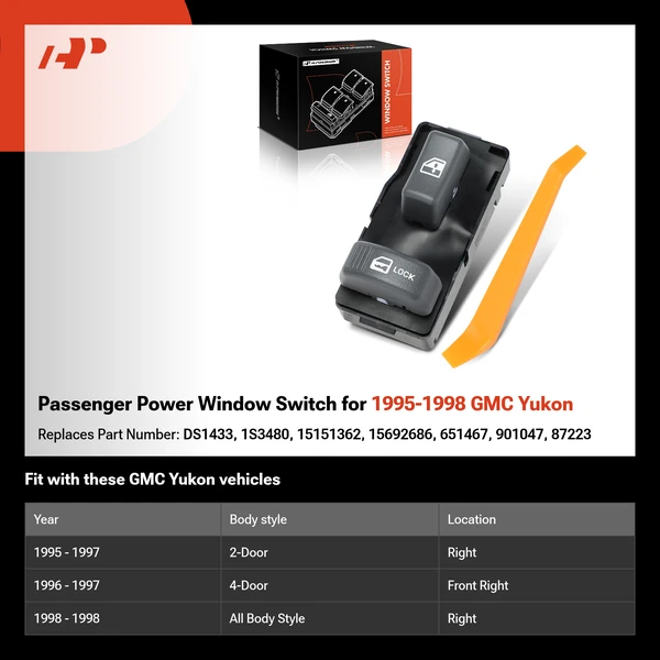 Passenger Power Window Switch for 1995-1998 GMC Yukon