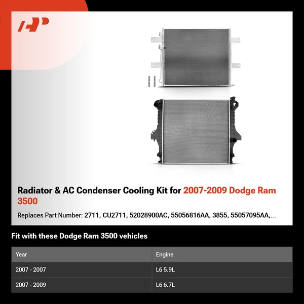 Radiator & AC Condenser Cooling Kit for 2007-2009 Dodge Ram 3500