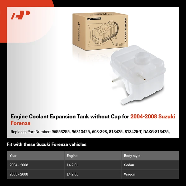 Engine Coolant Expansion Tank without Cap for 2004-2008 Suzuki Forenza