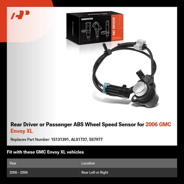 Rear Driver or Passenger ABS Wheel Speed Sensor for 2006 GMC Envoy XL
