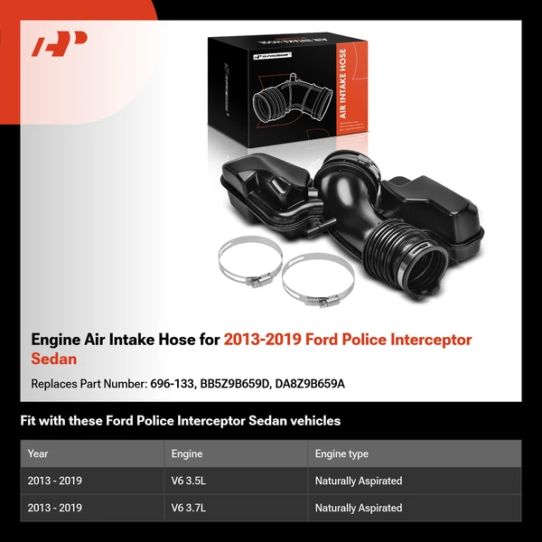 Engine Air Intake Hose for 2013-2019 Ford Police Interceptor Sedan