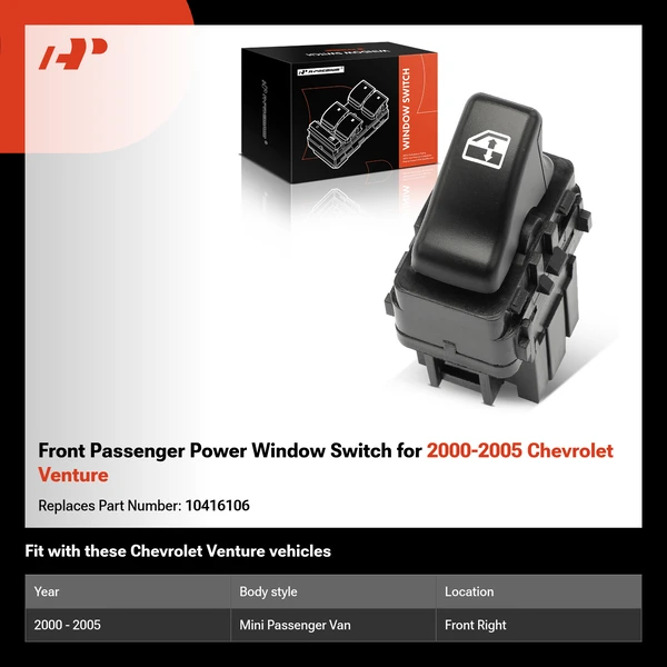 Front Passenger Power Window Switch for 2000-2005 Chevrolet Venture