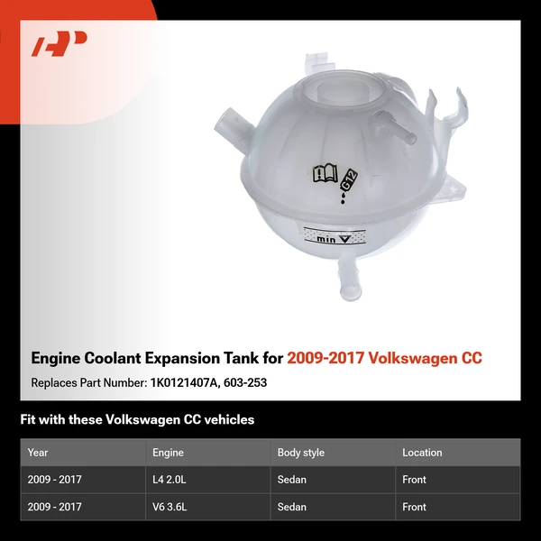 Engine Coolant Expansion Tank for 2009-2017 Volkswagen CC