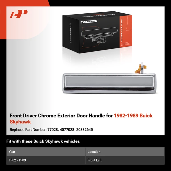 Front Driver Chrome Exterior Door Handle for 1982-1989 Buick Skyhawk