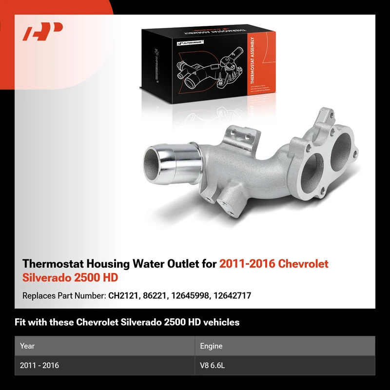 Thermostat Housing Water Outlet for 2011-2016 Chevrolet Silverado 2500 HD