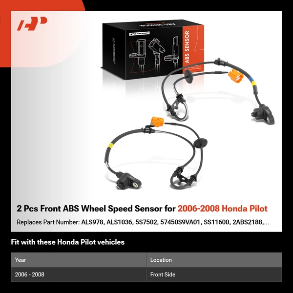 2 Pcs Front ABS Wheel Speed Sensor for 2006-2008 Honda Pilot