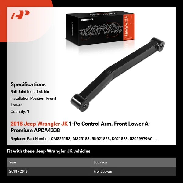 2018 Jeep Wrangler JK 1-Pc Control Arm, Front Lower A-Premium APCA4338
