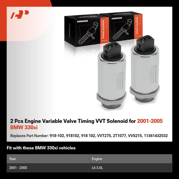 2 Pcs Engine Variable Valve Timing VVT Solenoid for 2001-2005 BMW 330xi