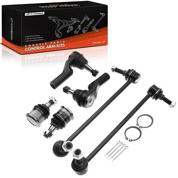 1995-2002 Lincoln Continental A Set of 6 Ball Joint Sway Bar Link and Tie Rod End Kit Front Side A-Premium APCA0924