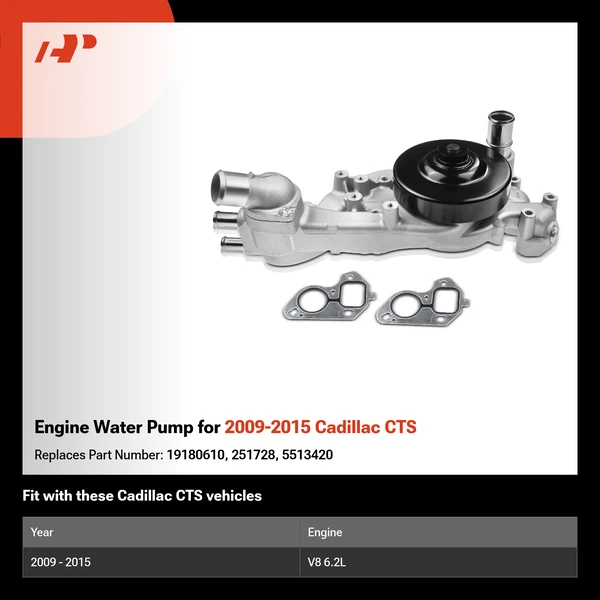 Engine Water Pump for 2009-2015 Cadillac CTS