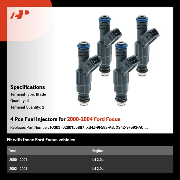 4 Pcs Fuel Injectors for 2000-2004 Ford Focus