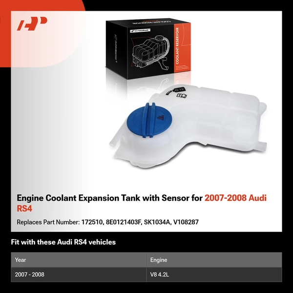 Engine Coolant Expansion Tank with Sensor for 2007-2008 Audi RS4