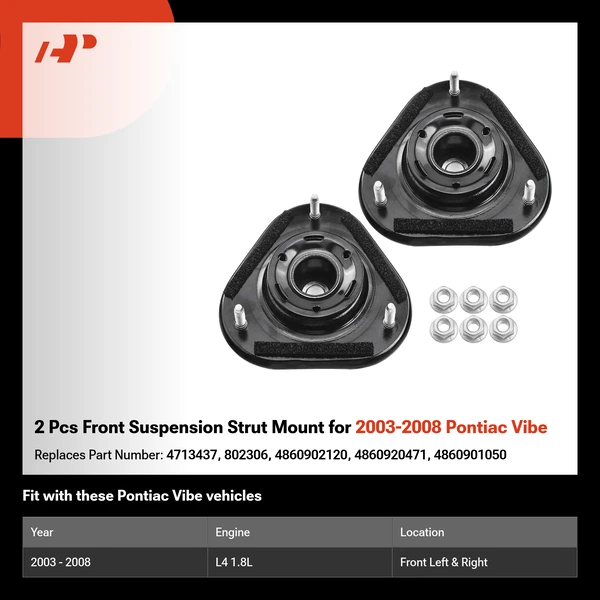 2 Pcs Front Suspension Strut Mount for 2003-2008 Pontiac Vibe