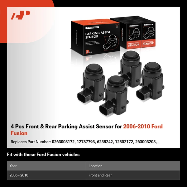 4 Pcs Front & Rear Parking Assist Sensor for 2006-2010 Ford Fusion