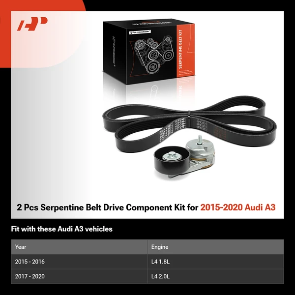 2 Pcs Serpentine Belt Drive Component Kit for 2015-2020 Audi A3