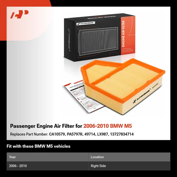 Passenger Engine Air Filter for 2006-2010 BMW M5