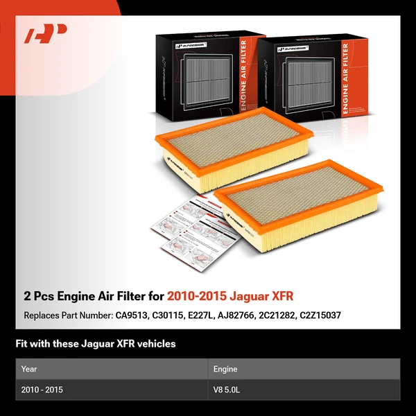 2 Pcs Engine Air Filter for 2010-2015 Jaguar XFR