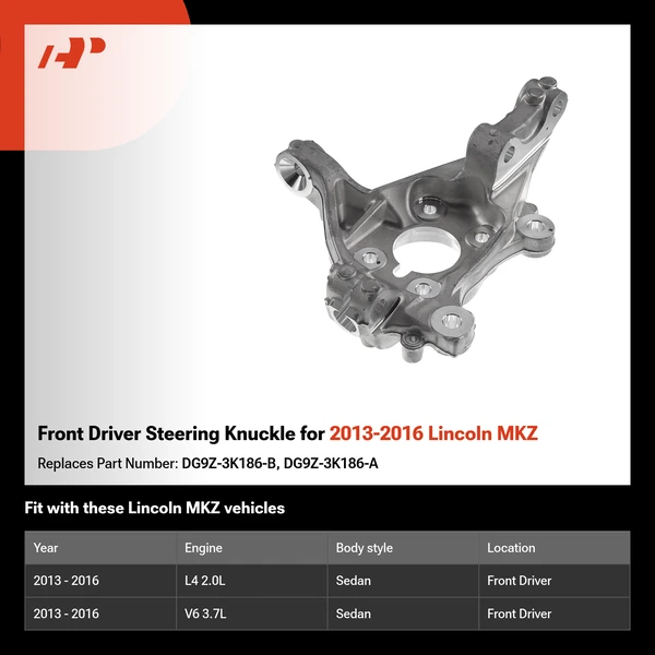 Front Driver Steering Knuckle for 2013-2016 Lincoln MKZ
