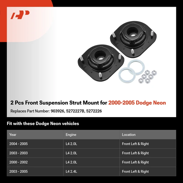 2 Pcs Front Suspension Strut Mount for 2000-2005 Dodge Neon