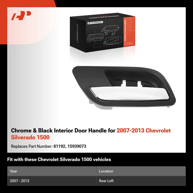 Chrome & Black Interior Door Handle for 2007-2013 Chevrolet Silverado 1500