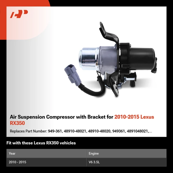 Air Suspension Compressor with Bracket for 2010-2015 Lexus RX350