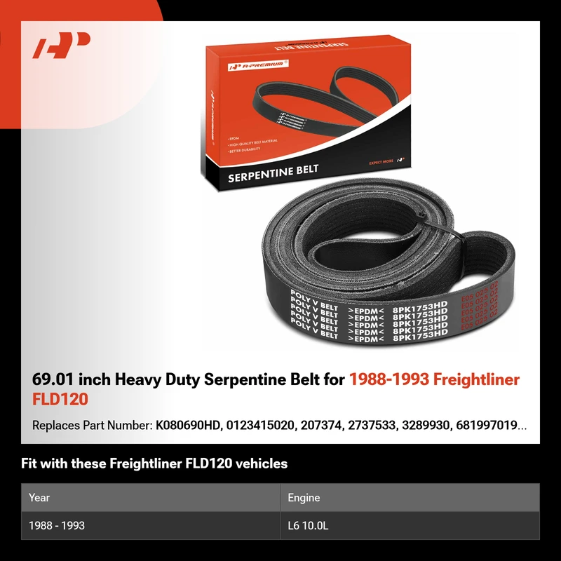 69.01 inch Heavy Duty Serpentine Belt for 1988-1993 Freightliner FLD120