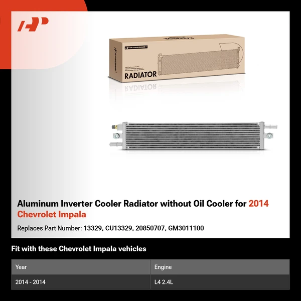 Aluminum Inverter Cooler Radiator without Oil Cooler for 2014 Chevrolet Impala