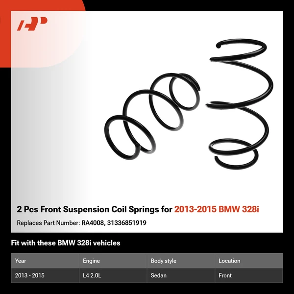 2 Pcs Front Suspension Coil Springs for 2013-2015 BMW 328i