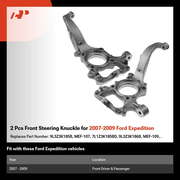 2 Pcs Front Steering Knuckle for 2007-2009 Ford Expedition