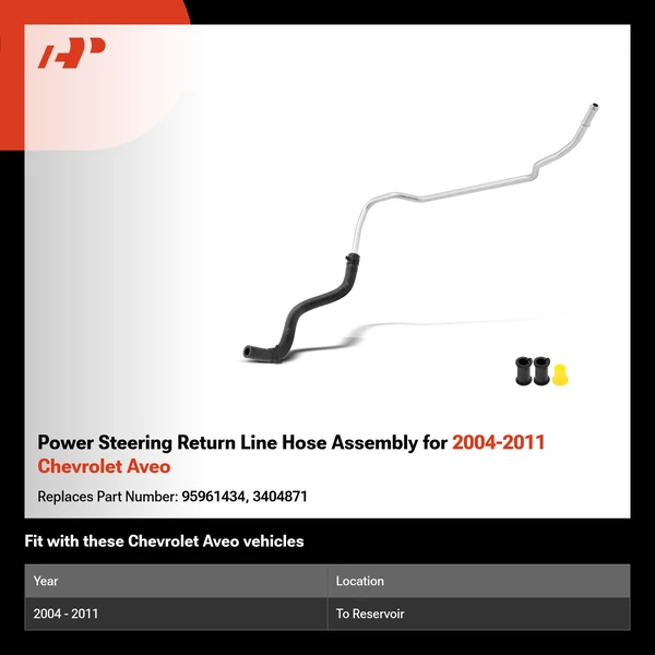 Power Steering Return Line Hose Assembly for 2004-2011 Chevrolet Aveo