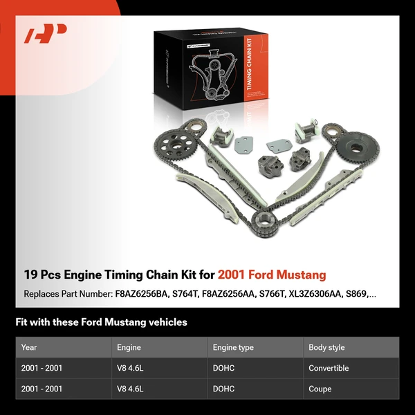 19 Pcs Engine Timing Chain Kit for 2001 Ford Mustang
