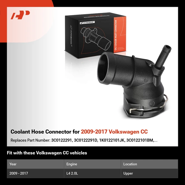 Coolant Hose Connector for 2009-2017 Volkswagen CC