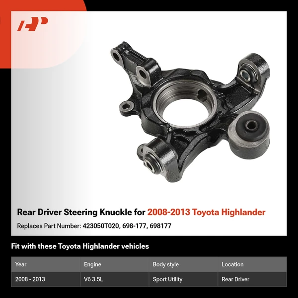 Rear Driver Steering Knuckle for 2008-2013 Toyota Highlander