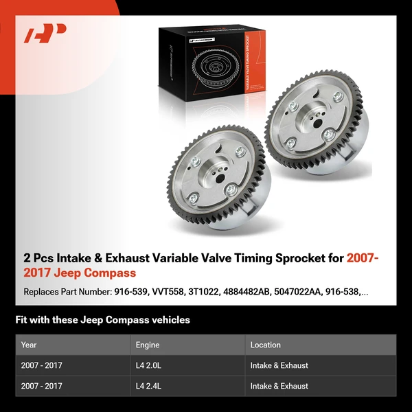 2 Pcs Intake & Exhaust Variable Valve Timing Sprocket for 2007-2017 Jeep Compass