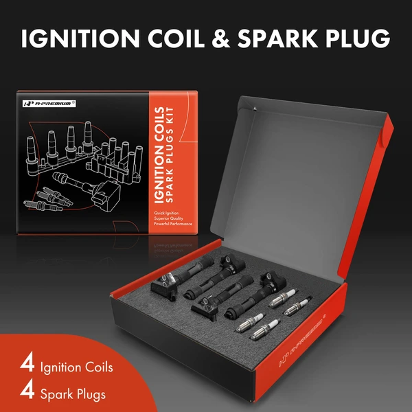 Ignition Coil and Spark Plug Kit Set of 8 Iridium & Platinum Series, 3-Pin Terminal A-Premium APIC0928