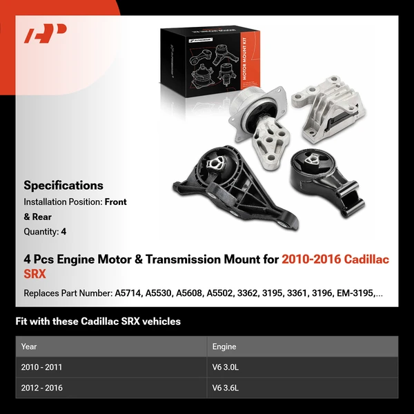 4 Pcs Engine Motor & Transmission Mount for 2010-2016 Cadillac SRX